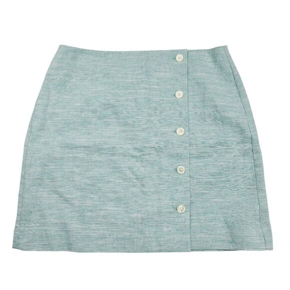 LOFT -1931 NWT Linen Sea Blue with Silver Metallic Threads Women's size 10 - Picture 1 of 8